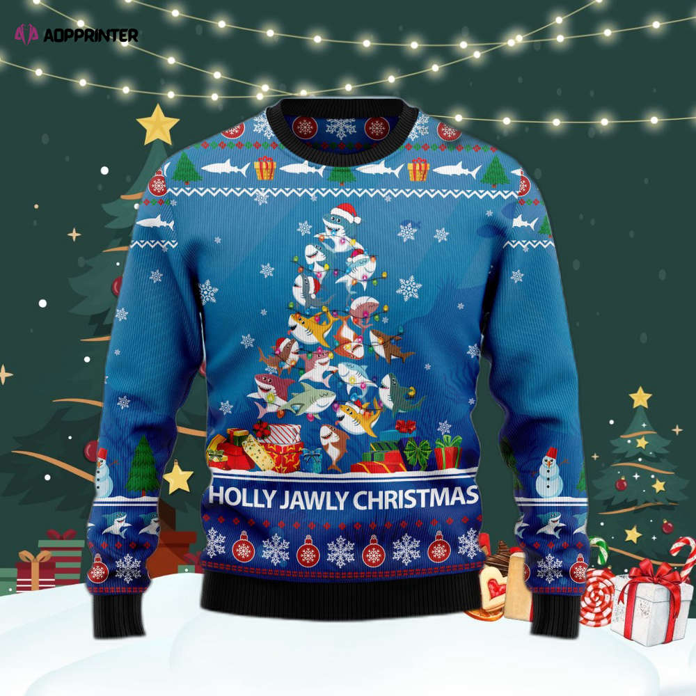 Shark Holly Jawly Ugly Christmas Sweater For Men & Women Adult US4365