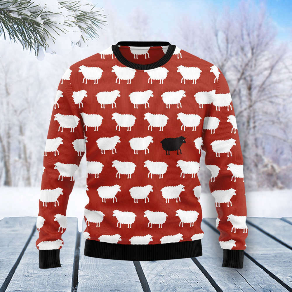 Sheep Black And White Ugly Christmas Sweater For Men & Women Adult US4364