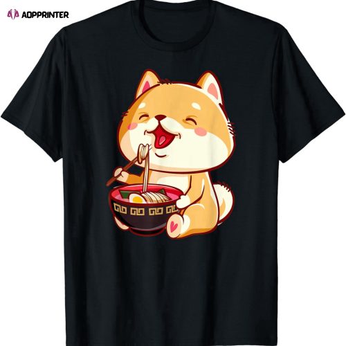 Shiba inu dog eating ramen T-Shirt