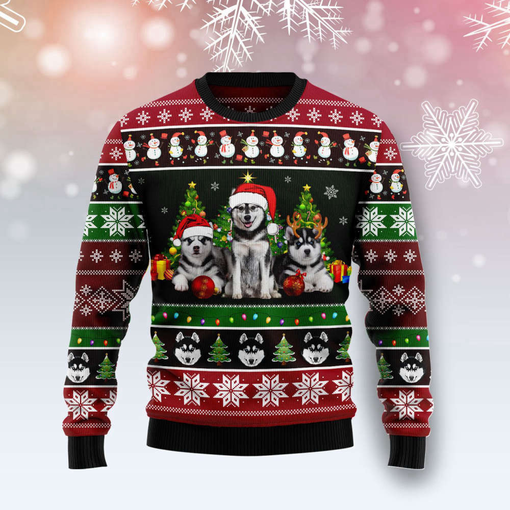 Get Festive with Siberian Husky Ugly Christmas Sweater – Men & Women US4198