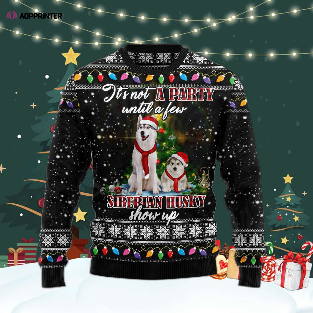 Siberian Husky Show Up Ugly Christmas Sweater For Men & Women Adult US4327