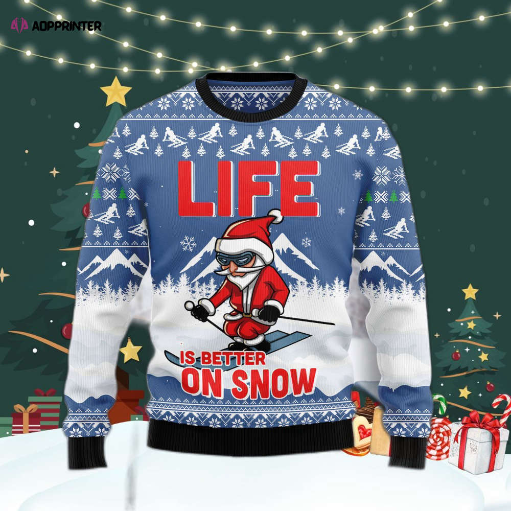 Snow-Loving Ugly Christmas Sweater – Men & Women Adult US4391: Ultimate Skiing Experience