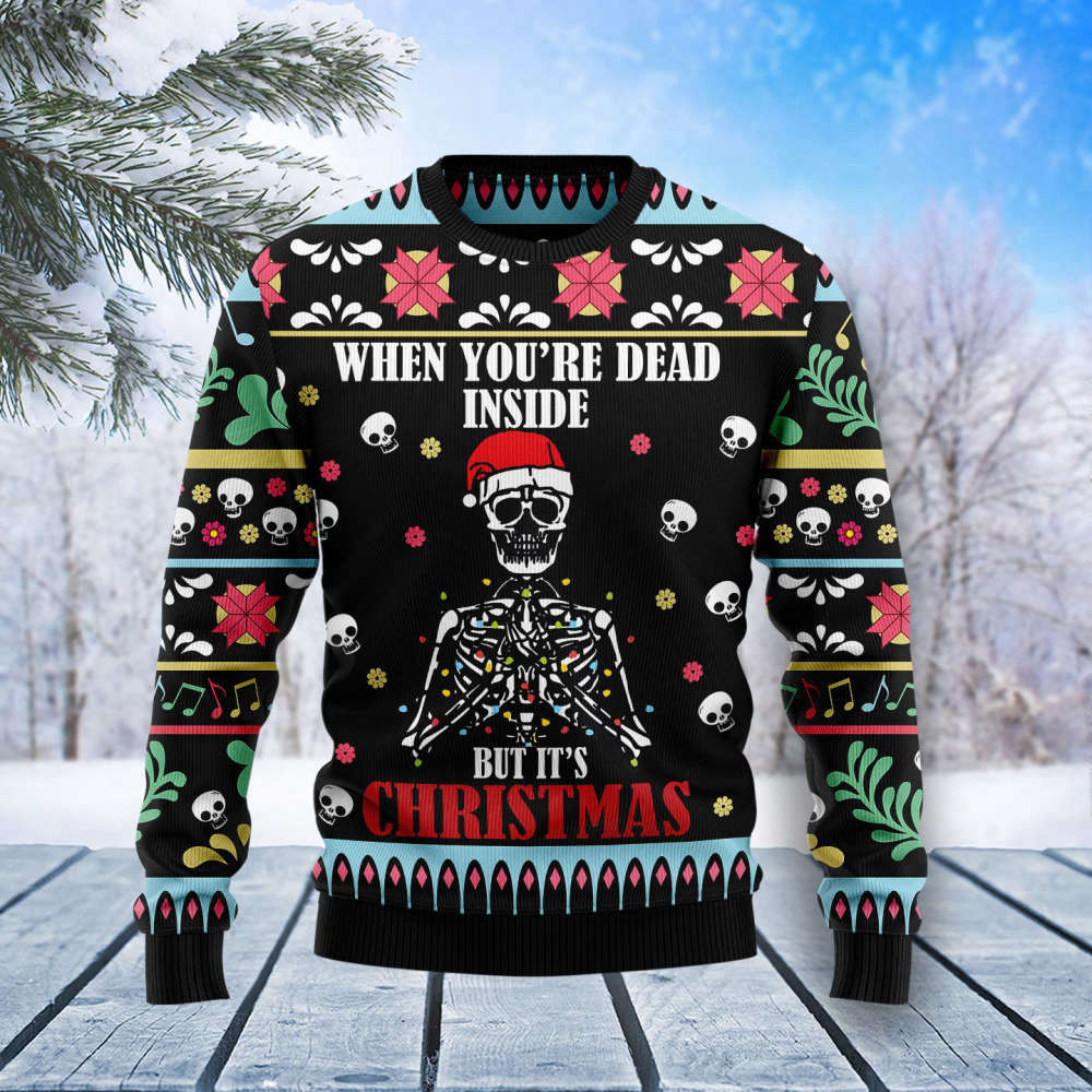 Skull Christmas Inside Ugly Christmas Sweater For Men & Women Adult US4386