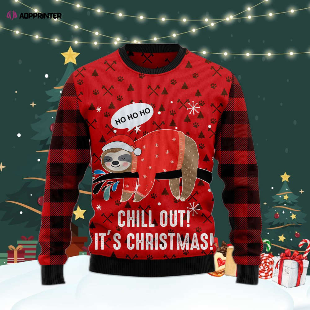 Sloth Chill Out Ugly Christmas Sweater For Men & Women Adult US4369