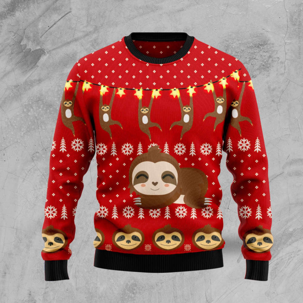 Festive Sloth Lover Ugly Christmas Sweater – Men & Women US4408: Get in the Holiday Spirit!