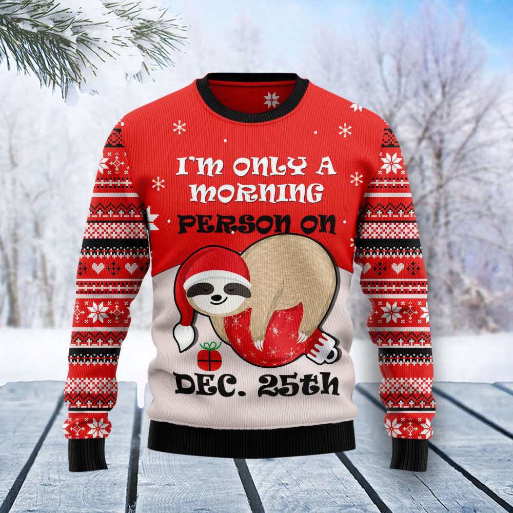 Sloth Morning Ugly Christmas Sweater For Men & Women Adult US4424