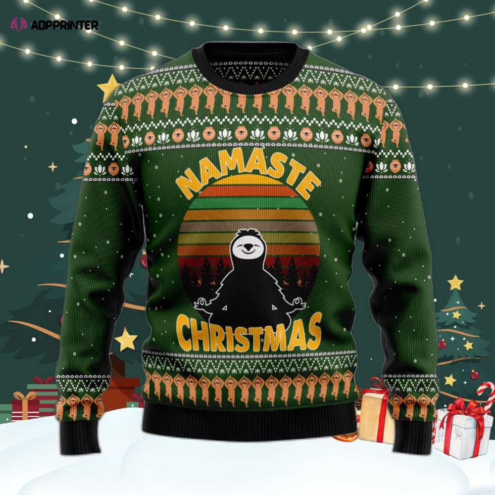 Sloth Namaste Ugly Christmas Sweater For Men & Women Adult US4423