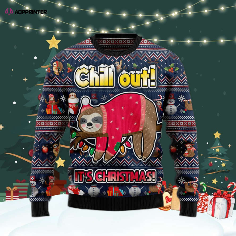 Sloth Santa Chill Out Is Christmas Ugly Christmas Sweater For Men & Women Adult US4425