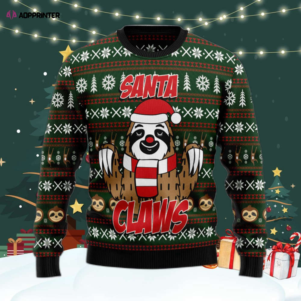 Sloth Santa Claws Ugly Christmas Sweater For Men & Women Adult US4426