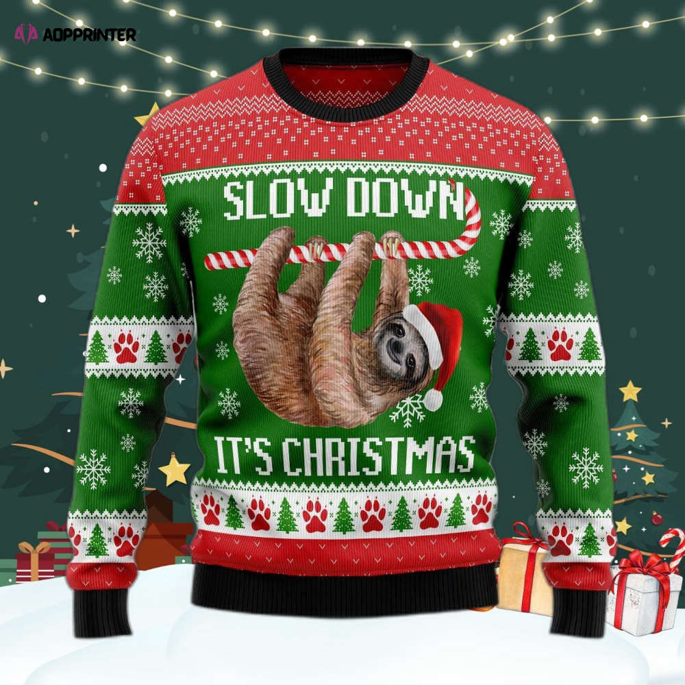 Sloth Slow Down Ugly Christmas Sweater For Men & Women Adult US4368