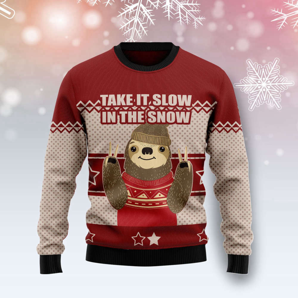 Sloth Take It Slow T Ugly Christmas Sweater For Men & Women Adult US4381