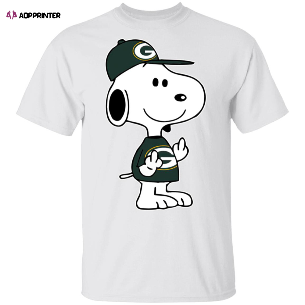 Snoopy Green Bay Packers NFL Double Middle Fingers Fck You Shirt