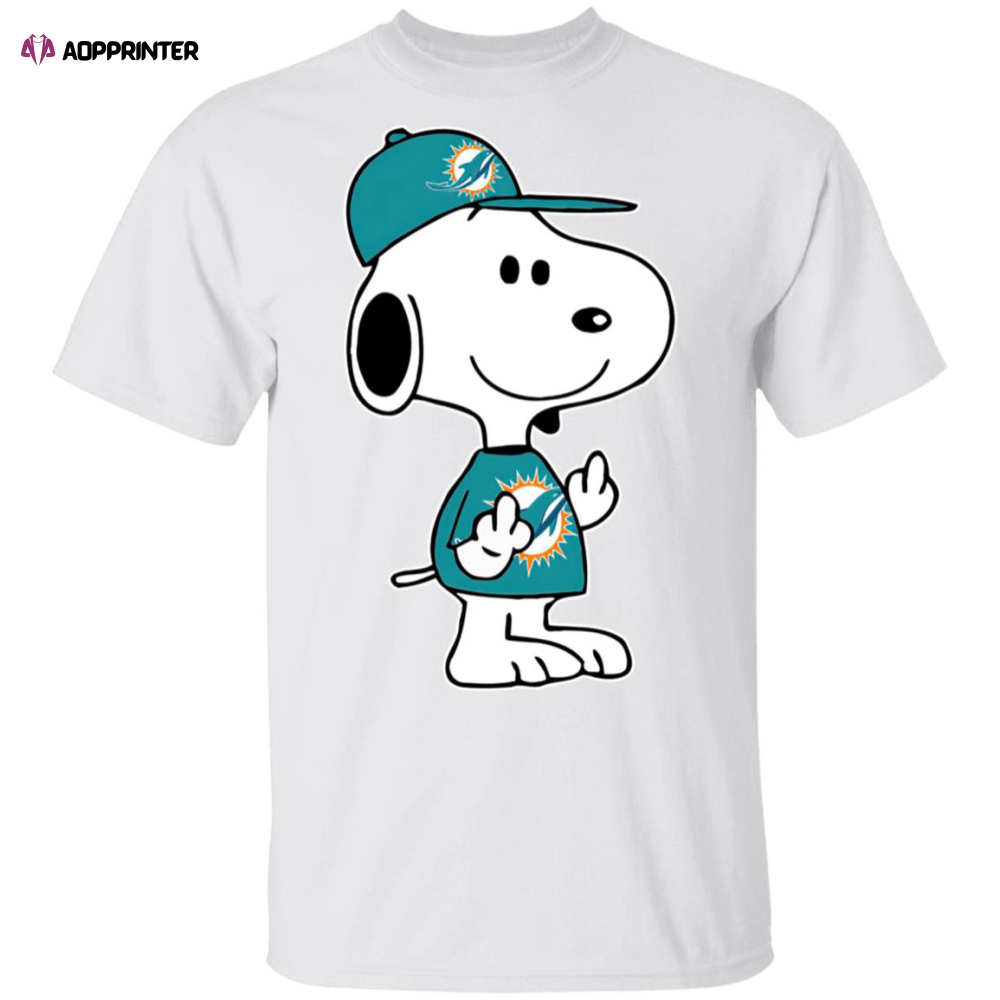 Snoopy Miami Dolphins NFL Double Middle Fingers Fck You Shirt