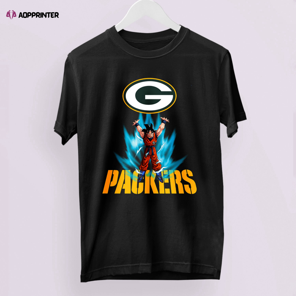 Son Goku Powering Up In Energy Green Bay Packers Shirt