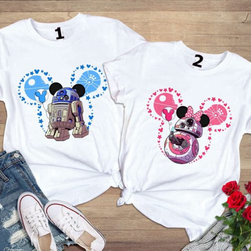 Star Wars R2D2 BB8 Couple Shirt, Disney Star Wars Shirt, Disney Couple Matching