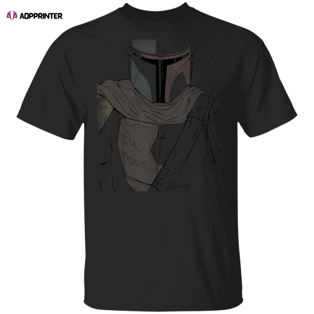 Star Wars The Mandalorian Muted Warrior T-Shirt Hoodie LS