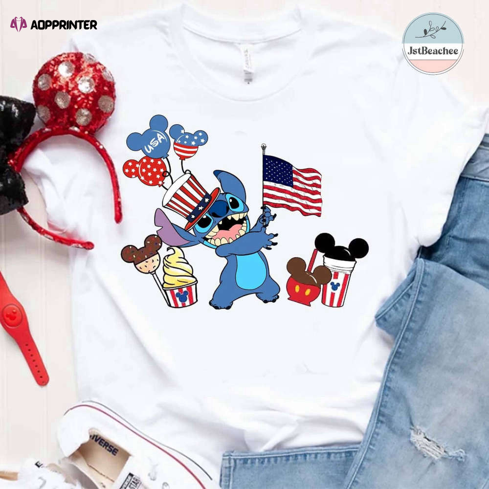 Stitch American 4th Of July shirt, Disney Patriotic shirt, Mickey US Flag, Funny 4th Of July shirt, Disney Family shirt, Memorial Day shirt