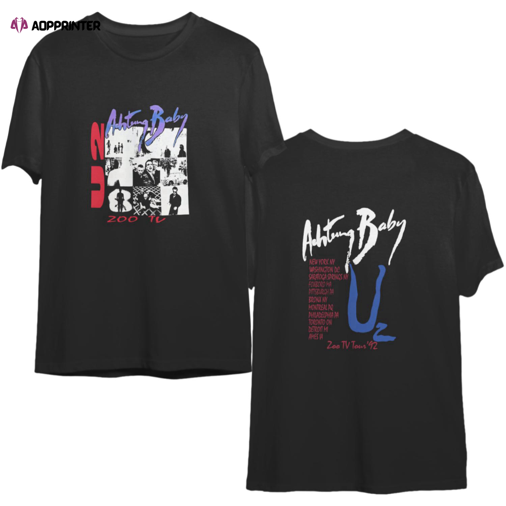 Style Vintage U2 Achtung baby Zoo Tv tour 92 concert t shirt