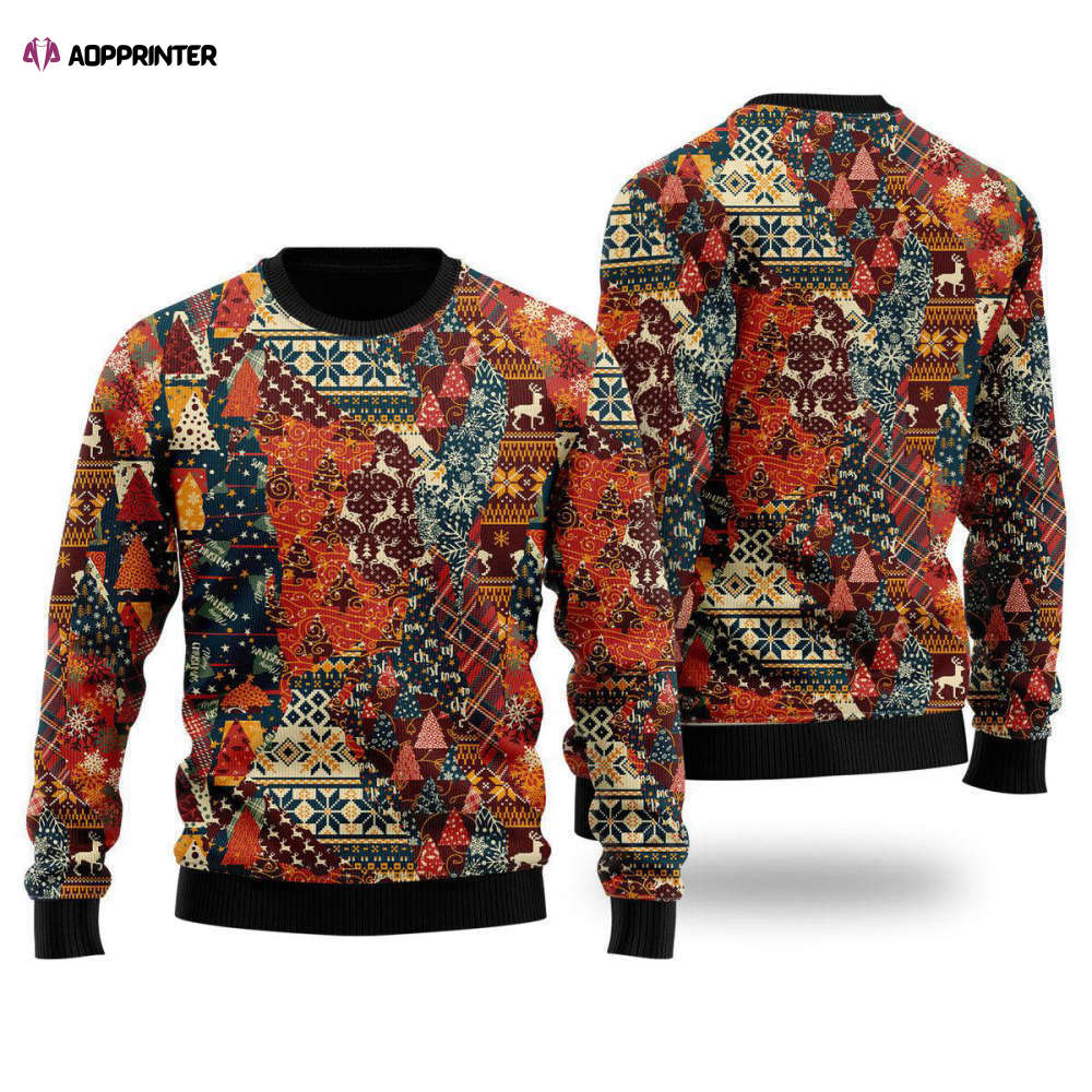 Stylish Xmas Pathwork Ugly Christmas Sweater for Men & Women