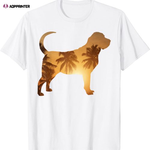 Summer Sunset Beach – Dog Silhouette Bloodhound T-Shirt