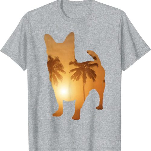 Summer Sunset Beach – Dog Silhouette Chihuahua T-Shirt