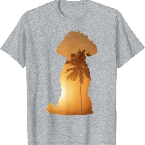 Summer Sunset Beach – Dog Silhouette Poodle T-Shirt