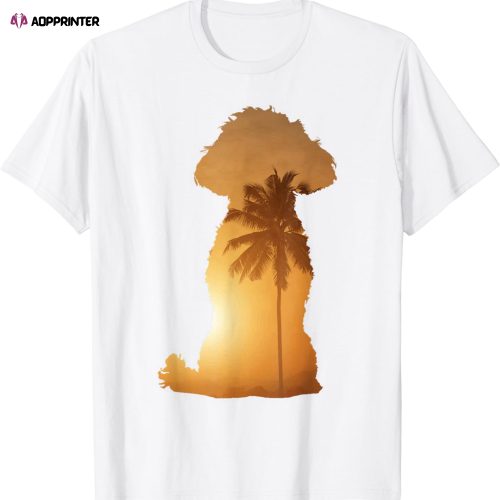 Summer Sunset Beach – Dog Silhouette Poodle T-Shirt