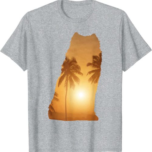 Summer Sunset Beach – Dog Silhouette Samoyed T-Shirt