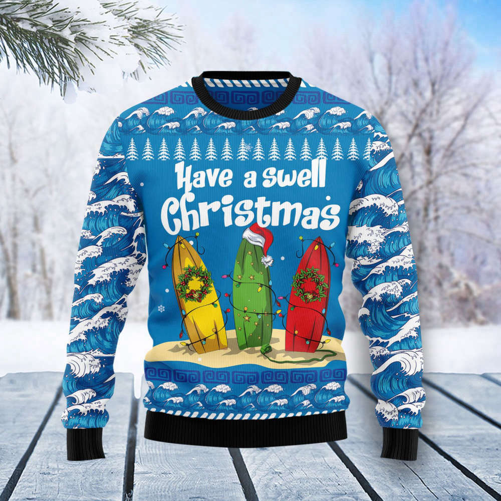 Surfer Swell Ugly Christmas Sweater For Men & Women Adult US4436