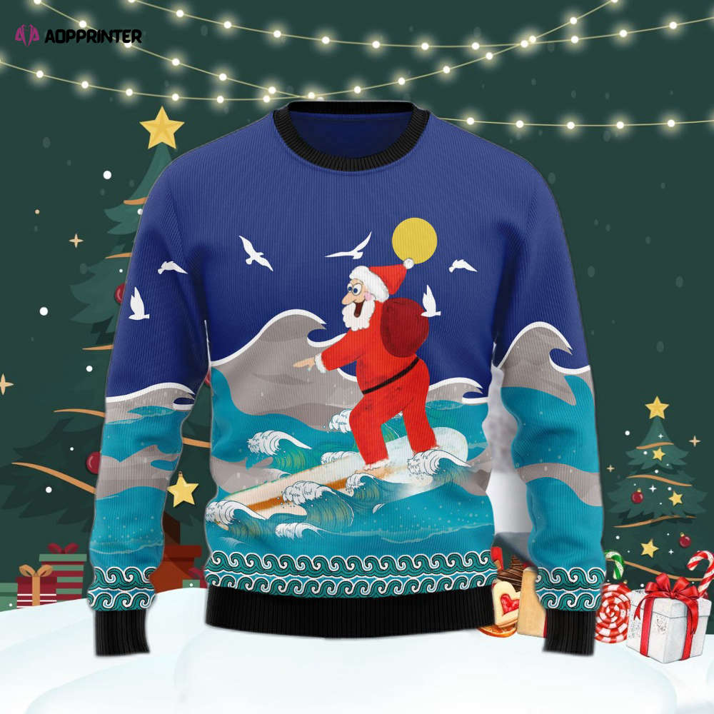 Surfing Santa Ugly Christmas Sweater For Men & Women Adult US4438