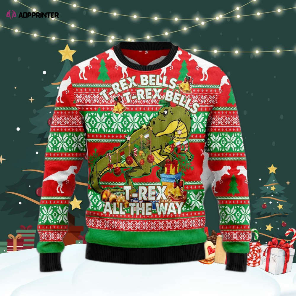 T Rex Tree Ugly Christmas Sweater – Men & Women Adult US4398: Festive Holiday Apparel