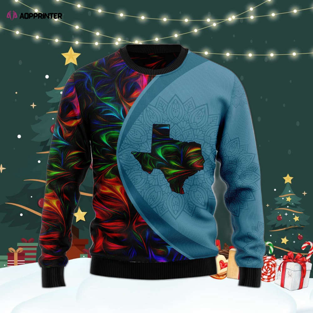 Stylish Texas Fractal Ugly Christmas Sweater – Trendy Holiday Apparel for Men & Women US4399