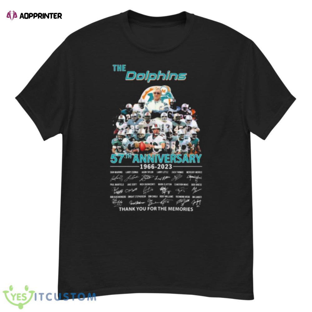 The Miami Dolphins 57th Anniversary 1966 2023 Thank You For The Memories Signatures Shirt