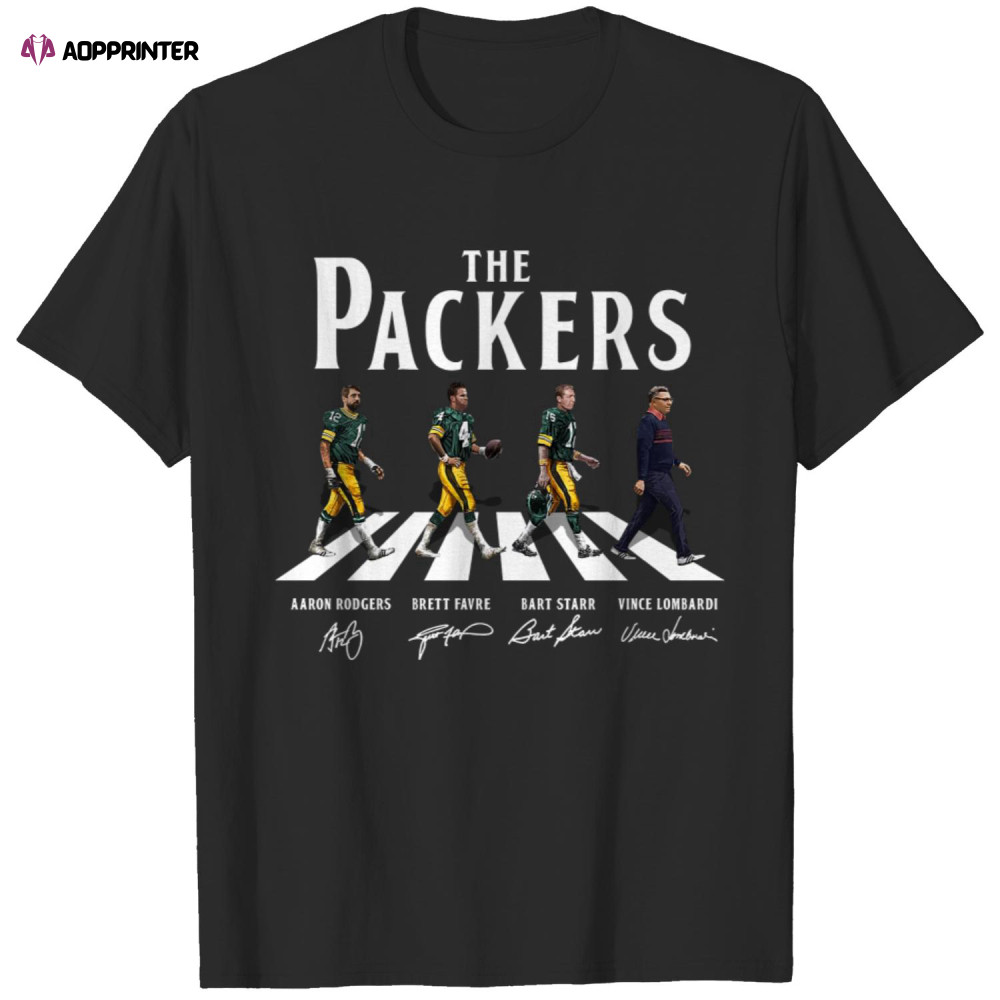 The Packers Walking Abbey Road Signatures t shirt, Green Bay Packers shirt
