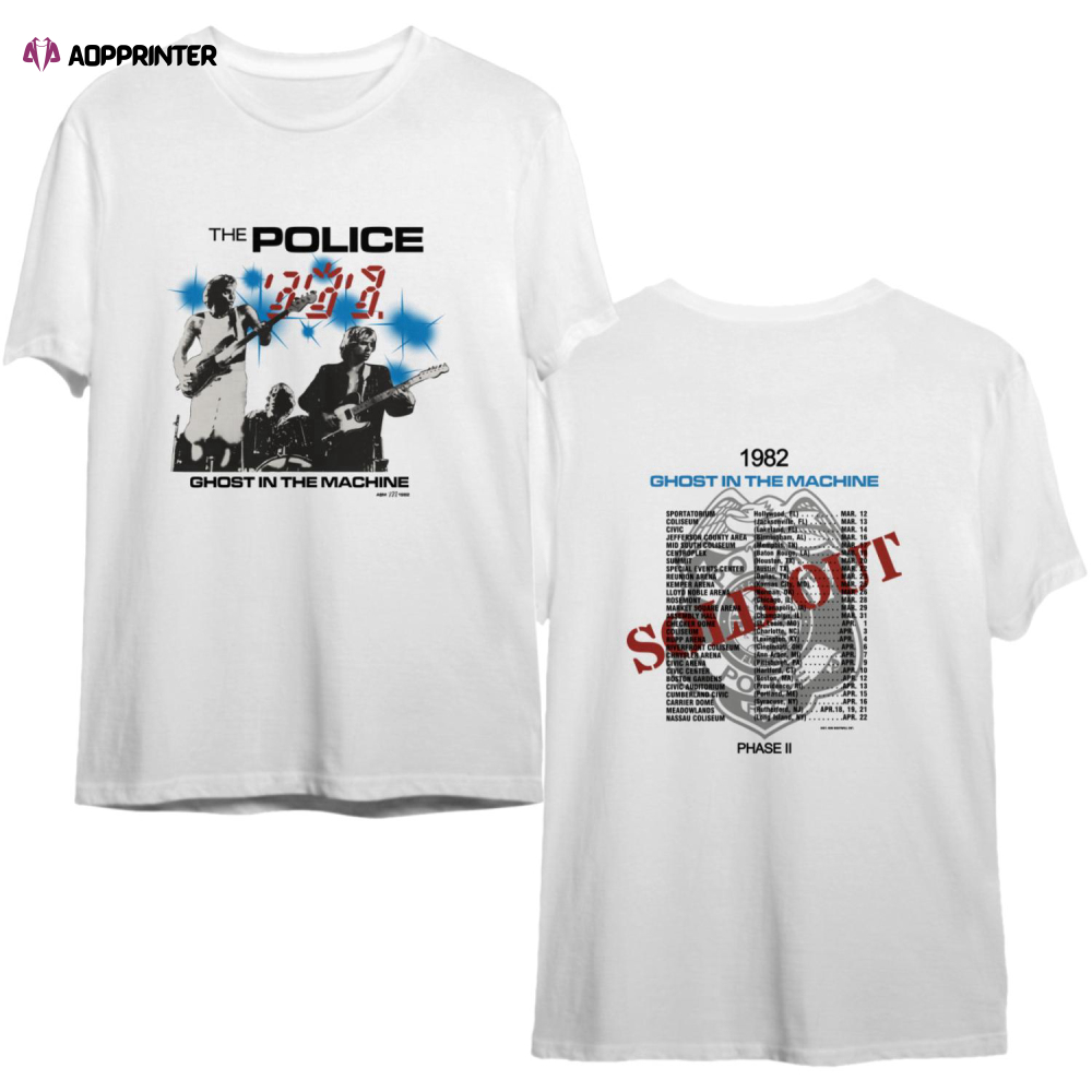 The Police Ghost in the Machine Phrase II 1982 Concert Tour T-Shirt, The Police Tour 1982 T-Shirt