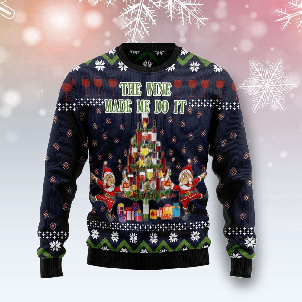 The Wine Make Me Do It Ugly Christmas Sweater For Men & Women Adult US4467