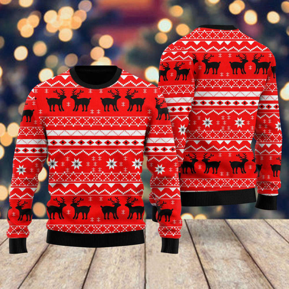 UH2020 Red Deer Hunting Ugly Christmas Sweater – Men & Women s Festive Attire
