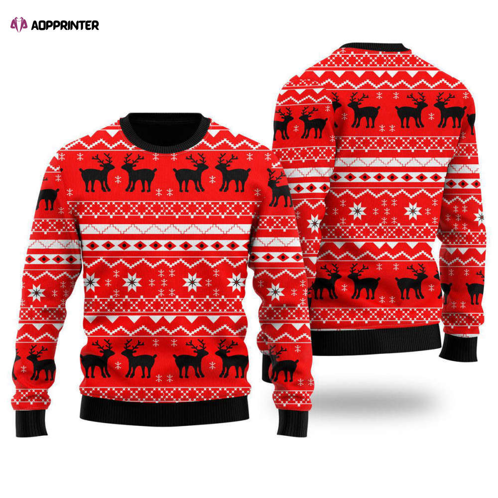 UH2020 Red Deer Hunting Ugly Christmas Sweater – Men & Women s Festive Attire