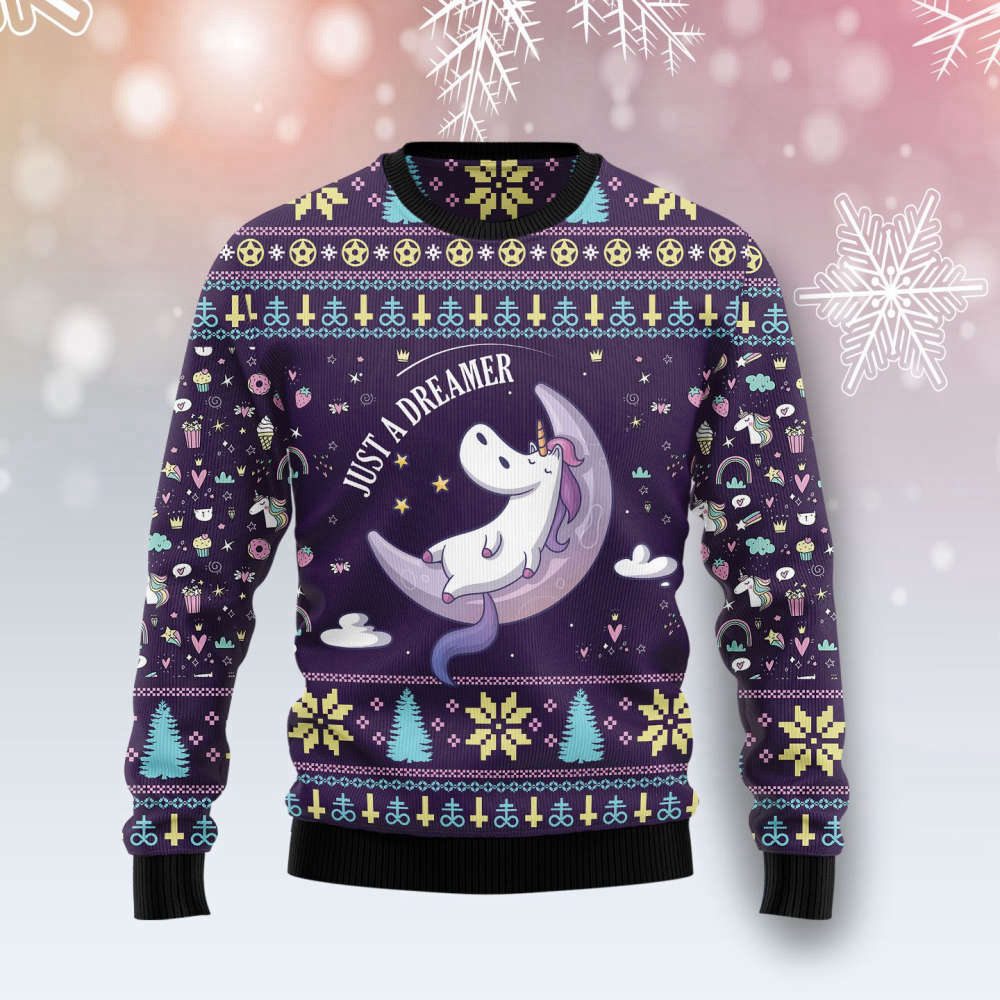 Unicorn Dreamer Ugly Christmas Sweater For Men & Women Adult US4422