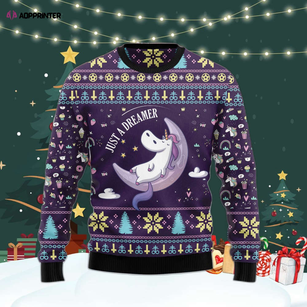 Unicorn Dreamer Ugly Christmas Sweater For Men & Women Adult US4422