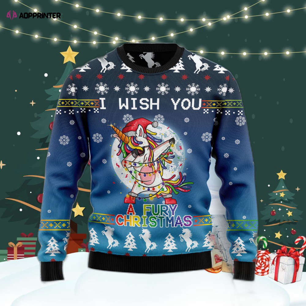 Unicorn Fury Ugly Christmas Sweater For Men & Women Adult US4420