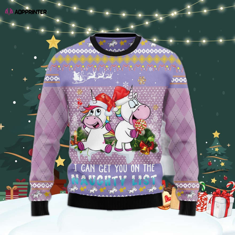 Unicorn Naughty List Ugly Christmas Sweater For Men & Women Adult US4415