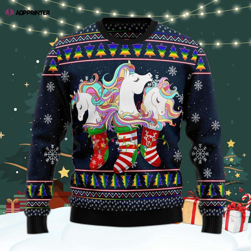 Unicorn Socks Xmas Ugly Christmas Sweater For Men & Women Adult US4412