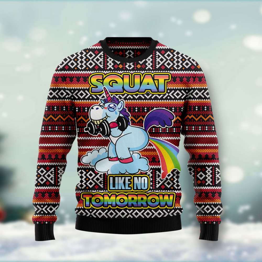 Unicorn Squat Ugly Christmas Sweater Men & Women Adult US4411