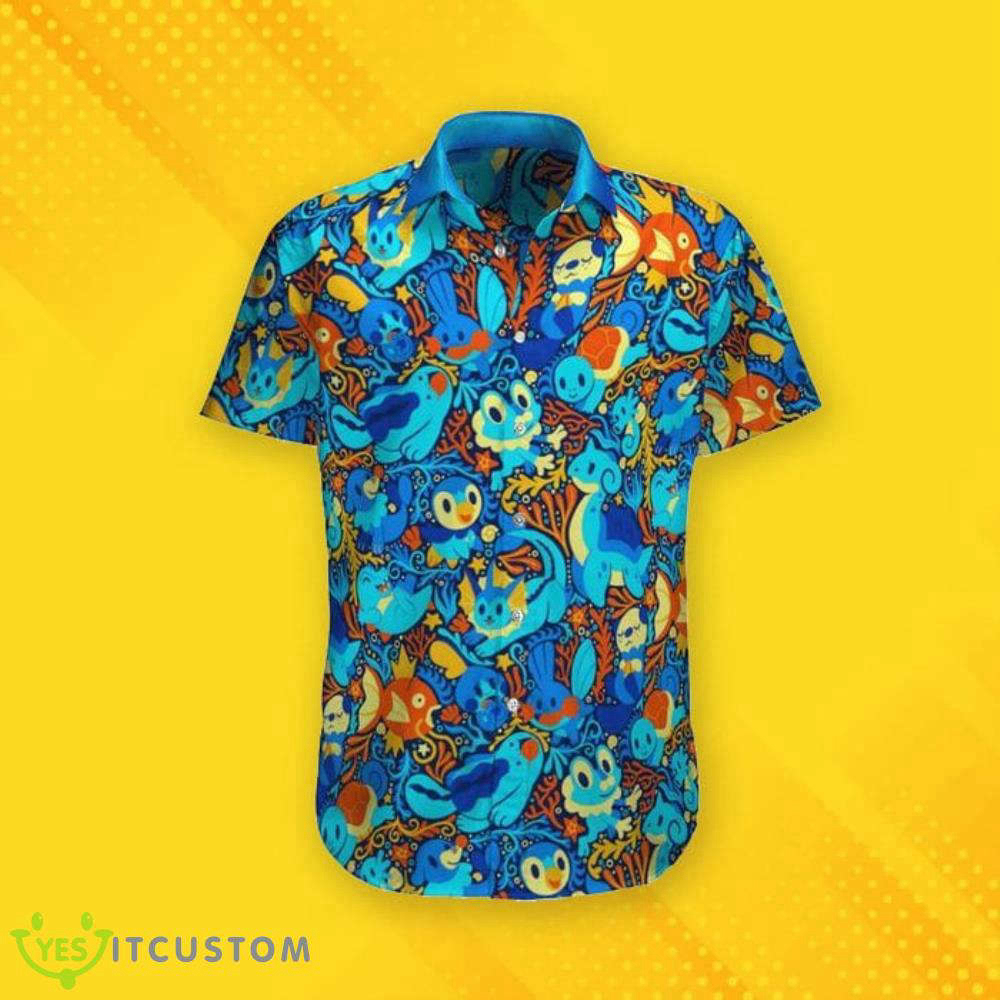 Vibrant Pokemon Blue Hawaiian Shirt: Stylish & Fun Gaming Fashion