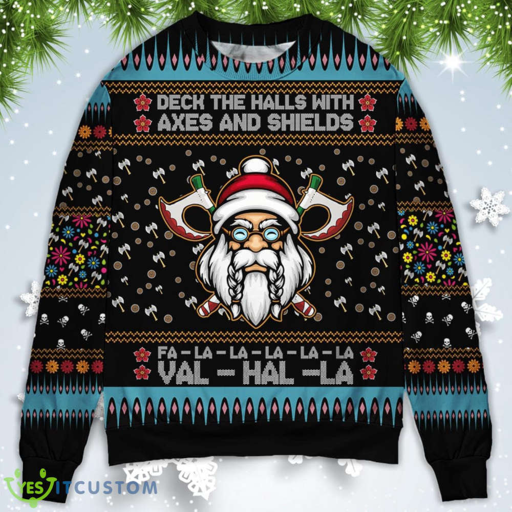 Viking Deck The Halls With Axes And Shields Christmas Sweatshirt Sweater