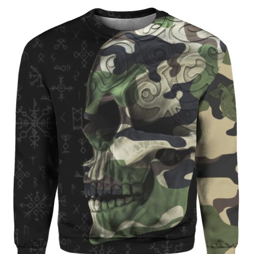 Viking Skull Camo All Over Crewneck Sweatshirt For Men & Women Hp1374A