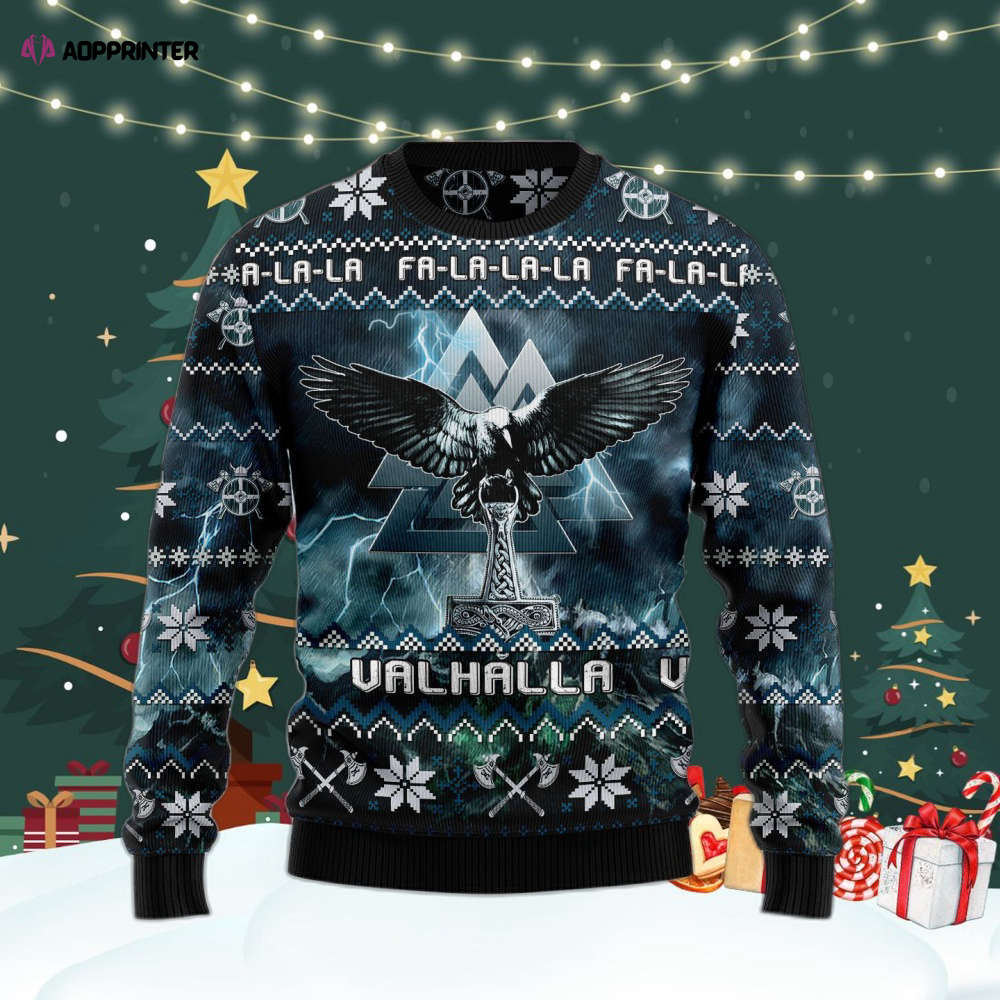 Festive Viking Symbol Ugly Christmas Sweater – Men & Women Adult Norse Knitwear