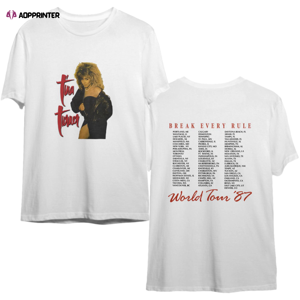 Vintage 80’s Tina Turner 1987 Break Every Rule Band Concert Tee T Shirt