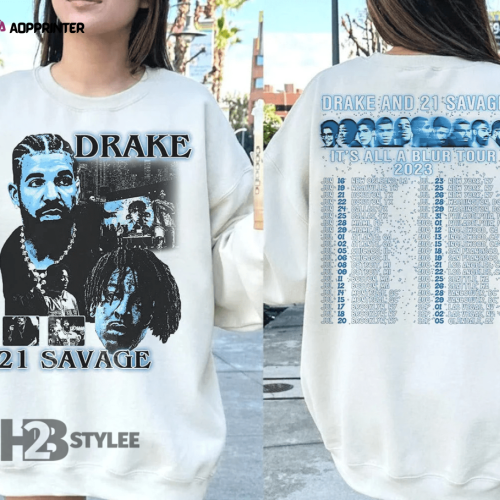 Vintage Drake 21 Savage It’s All A Blur Tour 2023 Drake Music Tour 2023 Graphic Unisex T Shirt, Sweatshirt, Hoodie Size S – 5XL